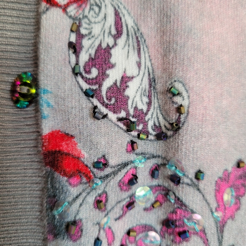 Vertigo Paris Silk Floral Cardigan with Butterfly Accents, Size: Medium - Picture 6 of 16
